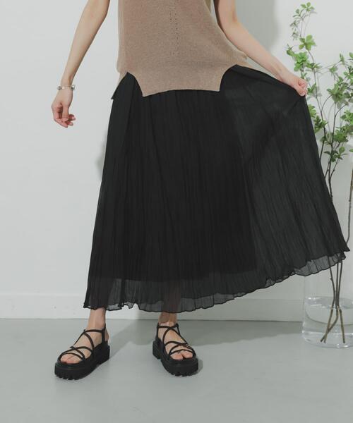 SENSE OF PLACE by URBAN RESEARCH（センスオブプレイスバイアーバンリサーチ）の「コットンシルクワッシャースカート（スカート・レディース・オレンジ/ブラック/ベージュ・ONE）」の2枚目の写真