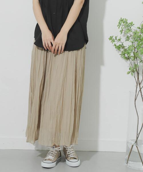 SENSE OF PLACE by URBAN RESEARCH（センスオブプレイスバイアーバンリサーチ）の「コットンシルクワッシャースカート（スカート・レディース・オレンジ/ブラック/ベージュ・ONE）」の20枚目の写真