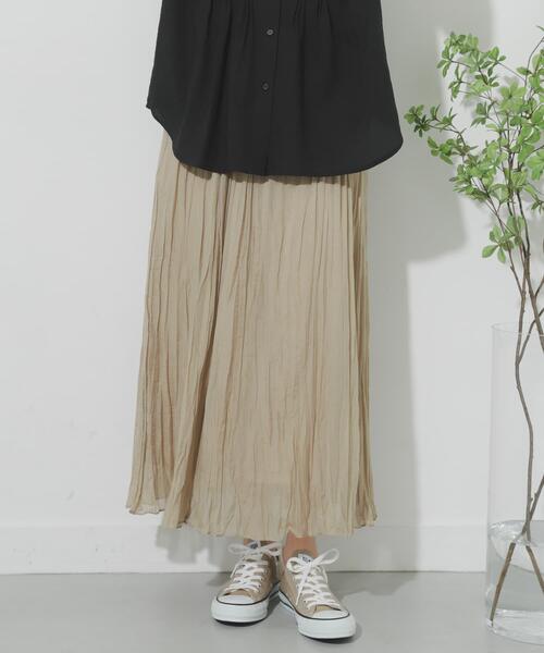 SENSE OF PLACE by URBAN RESEARCH（センスオブプレイスバイアーバンリサーチ）の「コットンシルクワッシャースカート（スカート・レディース・オレンジ/ブラック/ベージュ・ONE）」の9枚目の写真