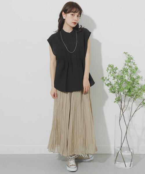 SENSE OF PLACE by URBAN RESEARCH（センスオブプレイスバイアーバンリサーチ）の「コットンシルクワッシャースカート（スカート・レディース・オレンジ/ブラック/ベージュ・ONE）」の4枚目の写真