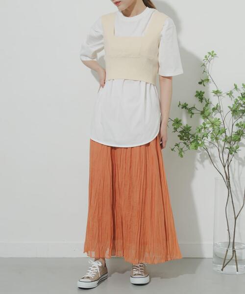 SENSE OF PLACE by URBAN RESEARCH（センスオブプレイスバイアーバンリサーチ）の「コットンシルクワッシャースカート（スカート・レディース・オレンジ/ブラック/ベージュ・ONE）」の18枚目の写真