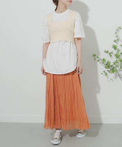 SENSE OF PLACE by URBAN RESEARCH（センスオブプレイスバイアーバンリサーチ）の「コットンシルクワッシャースカート（スカート・レディース・オレンジ/ブラック/ベージュ・ONE）」の11枚目の写真