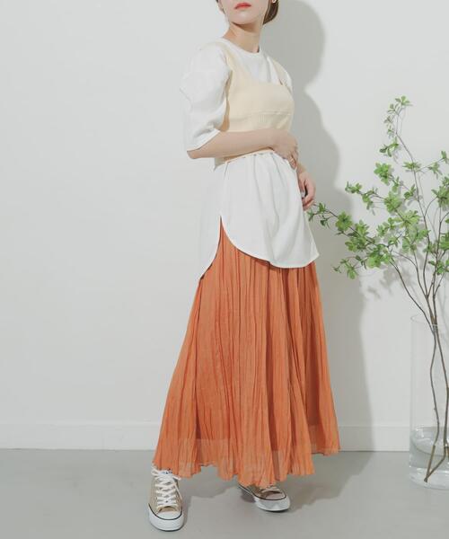 SENSE OF PLACE by URBAN RESEARCH（センスオブプレイスバイアーバンリサーチ）の「コットンシルクワッシャースカート（スカート・レディース・オレンジ/ブラック/ベージュ・ONE）」の15枚目の写真