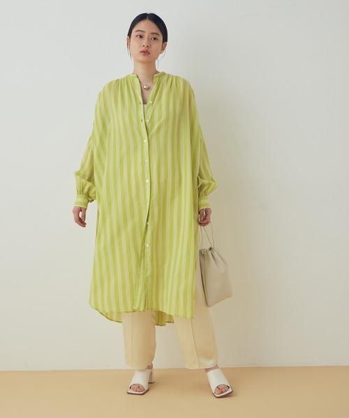 ADAM ET ROPE'（アダムエロペ）の「【KHADI(カディ)】インドコットンシャツワンピース（シャツワンピース・レディース・ピンク/ミント/ホワイト系その他・FREE）」の4枚目の写真