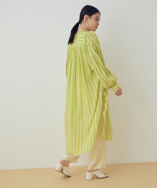 ADAM ET ROPE'（アダムエロペ）の「【KHADI(カディ)】インドコットンシャツワンピース（シャツワンピース・レディース・ピンク/ミント/ホワイト系その他・FREE）」の7枚目の写真