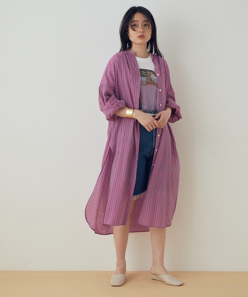 ADAM ET ROPE'（アダムエロペ）の「【KHADI(カディ)】インドコットンシャツワンピース（シャツワンピース・レディース・ピンク/ミント/ホワイト系その他・FREE）」の19枚目の写真