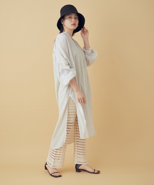 ADAM ET ROPE'（アダムエロペ）の「【KHADI(カディ)】インドコットンシャツワンピース（シャツワンピース・レディース・ピンク/ミント/ホワイト系その他・FREE）」の11枚目の写真
