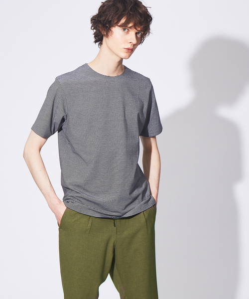 ABAHOUSE(アバハウス)の「【ノンストレス】COTTON LYCRA 圧着 クルーネック 半袖 Tシャツ(Tシャツ/カットソー・メンズ・ホワイト/ダークネイビー/チャコールグレー/ネイビー/ブラック・44/46/48)」の3枚目の写真