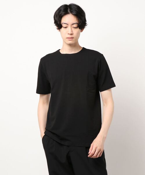 ABAHOUSE(アバハウス)の「【ノンストレス】COTTON LYCRA 圧着 クルーネック 半袖 Tシャツ(Tシャツ/カットソー・メンズ・ホワイト/ダークネイビー/チャコールグレー/ネイビー/ブラック・44/46/48)」の1枚目の写真