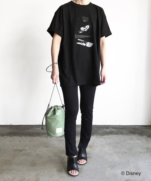 MICKEY MOUSE（ミッキーマウス）の「FD:キャラチョイ Disney ディズニー　ミッキーマウス ビッグTシャツ（Tシャツ/カットソー・レディース・ホワイト/ブラック・S/M/L/XL）」の10枚目の写真