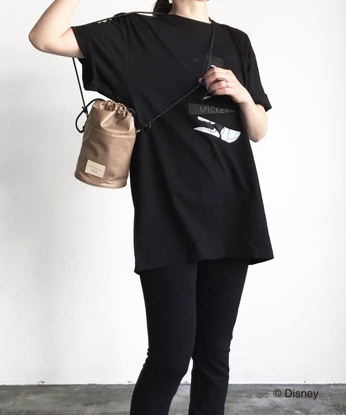 MICKEY MOUSE（ミッキーマウス）の「FD:キャラチョイ Disney ディズニー　ミッキーマウス ビッグTシャツ（Tシャツ/カットソー・レディース・ホワイト/ブラック・S/M/L/XL）」の5枚目の写真