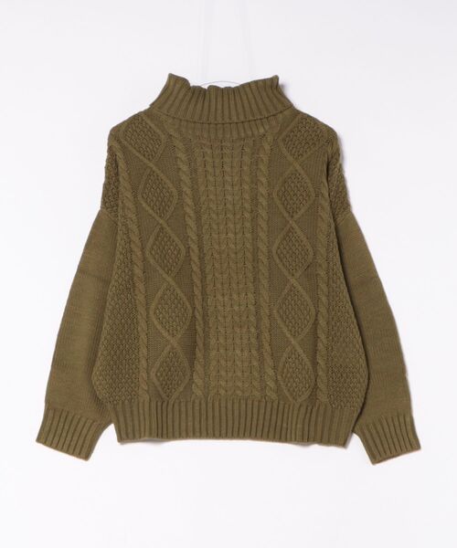 Bling Leads（ブリングリーズ）の「【Bl】【Bling leads】ケーブルタートルネックニット（ニット/セーター・レディース・ブラック/ベージュ/グレー/カーキ/アイボリー/ダークブラウン/パープル/グレイッシュベージュ・FREE）」の8枚目の写真