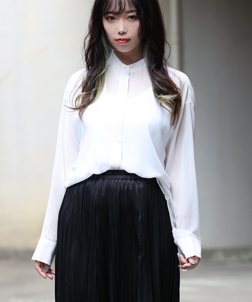 ARCANUM DESIGN（アルカナムデザイン）の「ARL 3WAYシアーシャツ×ヘリンボーンＴシャツ（Tシャツ/カットソー・レディース・ホワイト/ブラック・FREE）」の6枚目の写真