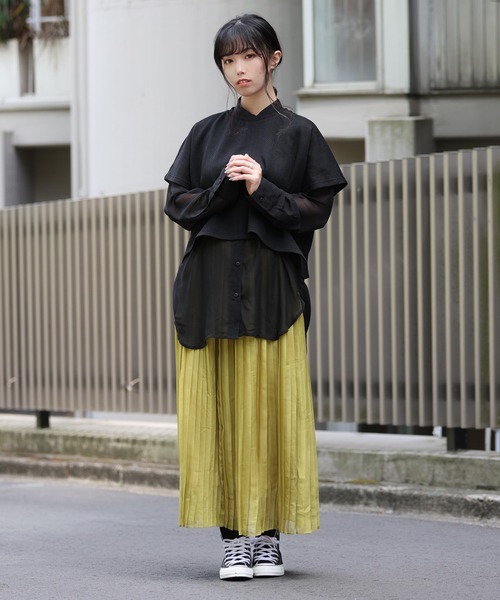 ARCANUM DESIGN（アルカナムデザイン）の「ARL 3WAYシアーシャツ×ヘリンボーンＴシャツ（Tシャツ/カットソー・レディース・ホワイト/ブラック・FREE）」の12枚目の写真