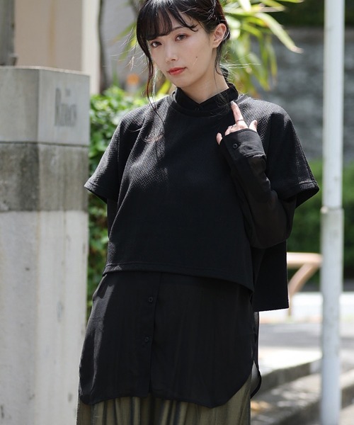 ARCANUM DESIGN（アルカナムデザイン）の「ARL 3WAYシアーシャツ×ヘリンボーンＴシャツ（Tシャツ/カットソー・レディース・ホワイト/ブラック・FREE）」の17枚目の写真