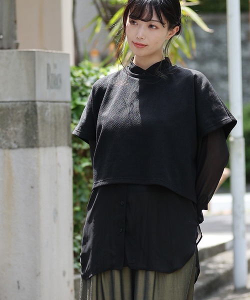 ARCANUM DESIGN（アルカナムデザイン）の「ARL 3WAYシアーシャツ×ヘリンボーンＴシャツ（Tシャツ/カットソー・レディース・ホワイト/ブラック・FREE）」の18枚目の写真