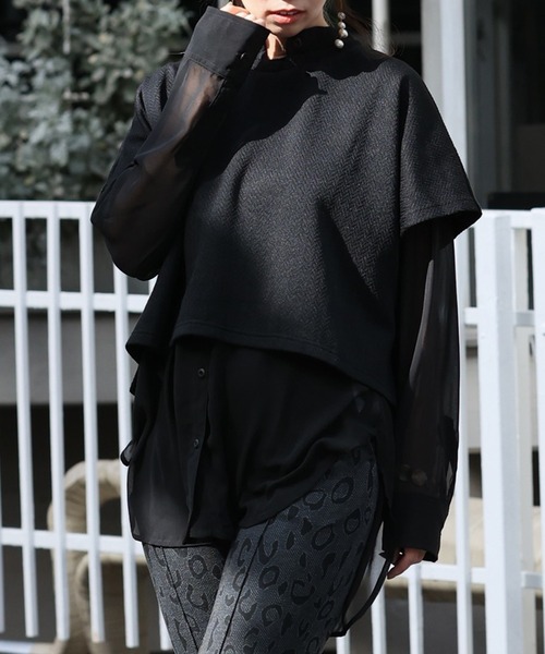 ARCANUM DESIGN（アルカナムデザイン）の「ARL 3WAYシアーシャツ×ヘリンボーンＴシャツ（Tシャツ/カットソー・レディース・ホワイト/ブラック・FREE）」の21枚目の写真