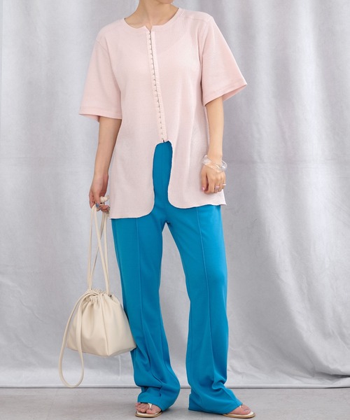 ＡＮＤＪ（アンドジェイ）の「センターシームプレスセミフレアカラーパンツ　スラックス　パンツ（スラックス・レディース・グリーン/レッド/ピンク/ブルー・M）」の8枚目の写真