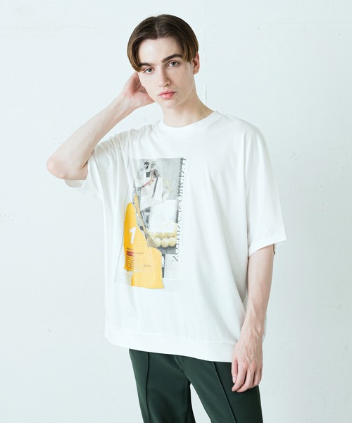 Lui's(ルイス)の「パールプリントドルマンBIGTシャツ(Tシャツ/カットソー・メンズ・ホワイト/ブラック/パープル・FREE)」の1枚目の写真