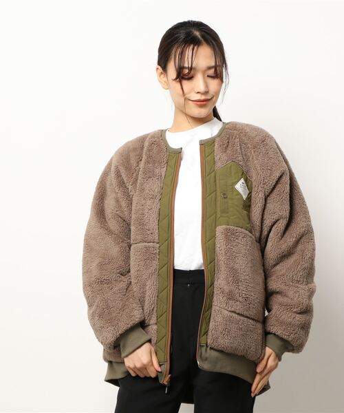 KRIFF MAYER Lady's Collection(クリフメイヤーレディースコレクション)の「ひっくりノーカラーJK(ノーカラージャケット・レディース・ブラック/ベージュ/カーキ/ライトブラウン/セージグリーン・MEDIUM/LARGE)」の4枚目の写真