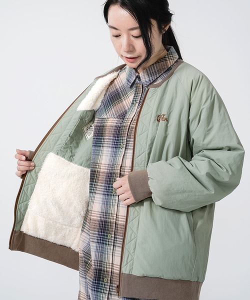 KRIFF MAYER Lady's Collection(クリフメイヤーレディースコレクション)の「ひっくりノーカラーJK(ノーカラージャケット・レディース・ブラック/ベージュ/カーキ/ライトブラウン/セージグリーン・MEDIUM/LARGE)」の5枚目の写真