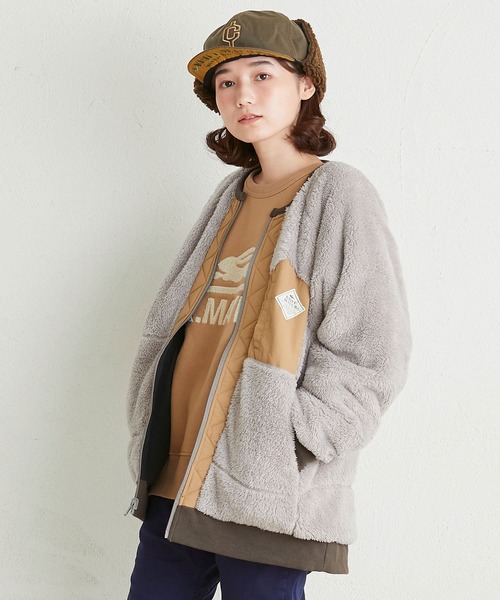 KRIFF MAYER Lady's Collection(クリフメイヤーレディースコレクション)の「ひっくりノーカラーJK(ノーカラージャケット・レディース・ブラック/ベージュ/カーキ/ライトブラウン/セージグリーン・MEDIUM/LARGE)」の2枚目の写真