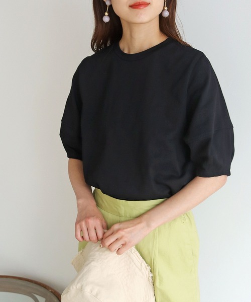 HER CLOSET（ハークローゼット）の「【shemoshelly】ランタンスリーブTシャツ（Tシャツ/カットソー・レディース・ホワイト/ブラック/カーキ/ブルー/アッシュブラウン・M）」の3枚目の写真