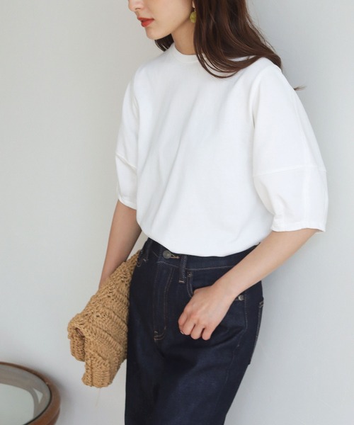 HER CLOSET（ハークローゼット）の「【shemoshelly】ランタンスリーブTシャツ（Tシャツ/カットソー・レディース・ホワイト/ブラック/カーキ/ブルー/アッシュブラウン・M）」の10枚目の写真