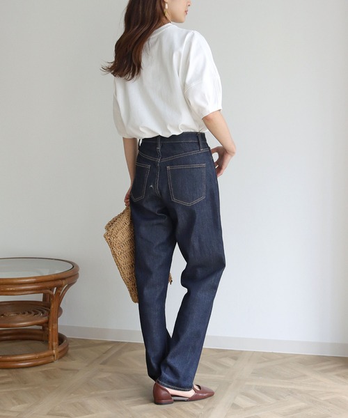 HER CLOSET（ハークローゼット）の「【shemoshelly】ランタンスリーブTシャツ（Tシャツ/カットソー・レディース・ホワイト/ブラック/カーキ/ブルー/アッシュブラウン・M）」の18枚目の写真