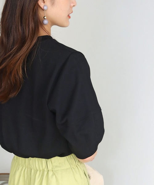 HER CLOSET（ハークローゼット）の「【shemoshelly】ランタンスリーブTシャツ（Tシャツ/カットソー・レディース・ホワイト/ブラック/カーキ/ブルー/アッシュブラウン・M）」の15枚目の写真