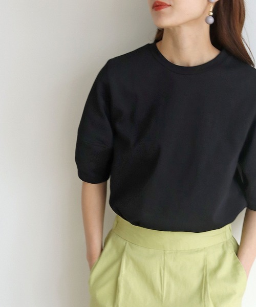 HER CLOSET（ハークローゼット）の「【shemoshelly】ランタンスリーブTシャツ（Tシャツ/カットソー・レディース・ホワイト/ブラック/カーキ/ブルー/アッシュブラウン・M）」の6枚目の写真