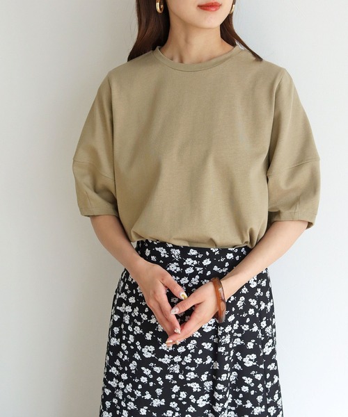 HER CLOSET（ハークローゼット）の「【shemoshelly】ランタンスリーブTシャツ（Tシャツ/カットソー・レディース・ホワイト/ブラック/カーキ/ブルー/アッシュブラウン・M）」の20枚目の写真