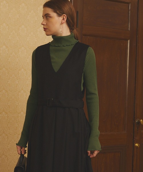 PURIL（ピュリル）の「【PURIL】リブメロータートルネックニット（ニット/セーター・レディース・ブラック/グリーン/アイボリー/モカ・S/M）」の4枚目の写真