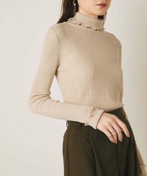 PURIL（ピュリル）の「【PURIL】リブメロータートルネックニット（ニット/セーター・レディース・ブラック/グリーン/アイボリー/モカ・S/M）」の9枚目の写真