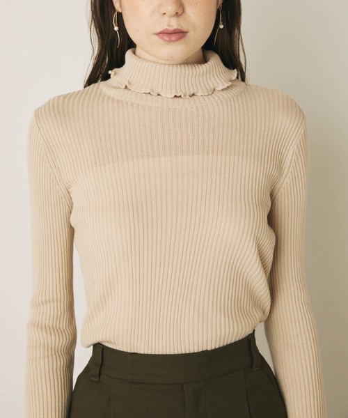 PURIL（ピュリル）の「【PURIL】リブメロータートルネックニット（ニット/セーター・レディース・ブラック/グリーン/アイボリー/モカ・S/M）」の8枚目の写真