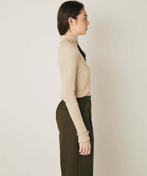 PURIL（ピュリル）の「【PURIL】リブメロータートルネックニット（ニット/セーター・レディース・ブラック/グリーン/アイボリー/モカ・S/M）」の6枚目の写真