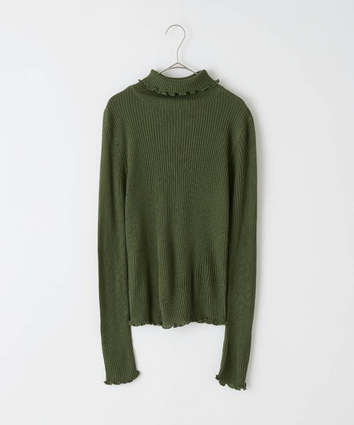 PURIL（ピュリル）の「【PURIL】リブメロータートルネックニット（ニット/セーター・レディース・ブラック/グリーン/アイボリー/モカ・S/M）」の12枚目の写真