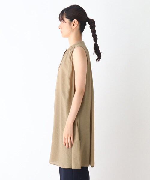 Cutie Blonde(キューティーブロンド)の「◆【S-L】スラブノースリギャザーワンピース(ワンピース・レディース・ライトベージュ/ネイビー/マスタード・01/03/02)」の9枚目の写真