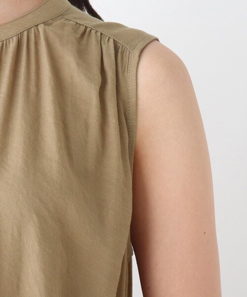 Cutie Blonde(キューティーブロンド)の「◆【S-L】スラブノースリギャザーワンピース(ワンピース・レディース・ライトベージュ/ネイビー/マスタード・01/03/02)」の11枚目の写真