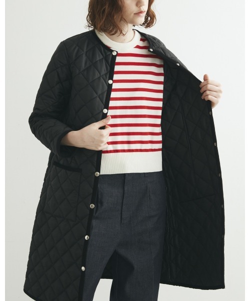 Traditional Weatherwear(トラディショナルウェザーウェア)の「ARKLEY LONG/アークリー ロング キルティング コート(ノーカラーコート・レディース・ネイビー/ブラウン/ブラック×ブラック/テラコッタ・36/34/32)」の11枚目の写真