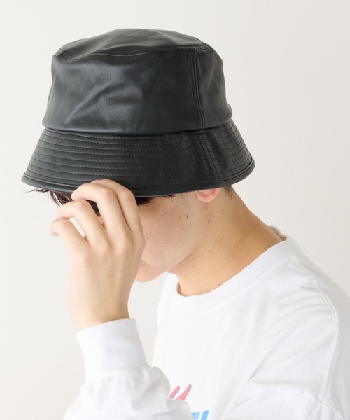 DISCOAT（ディスコート）の「PUレザーバケットハット（ハット・メンズ・ブラック・FREE）」の3枚目の写真