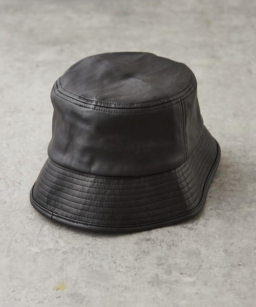 DISCOAT（ディスコート）の「PUレザーバケットハット（ハット・メンズ・ブラック・FREE）」の4枚目の写真