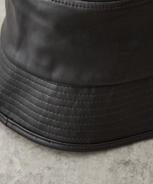 DISCOAT（ディスコート）の「PUレザーバケットハット（ハット・メンズ・ブラック・FREE）」の2枚目の写真