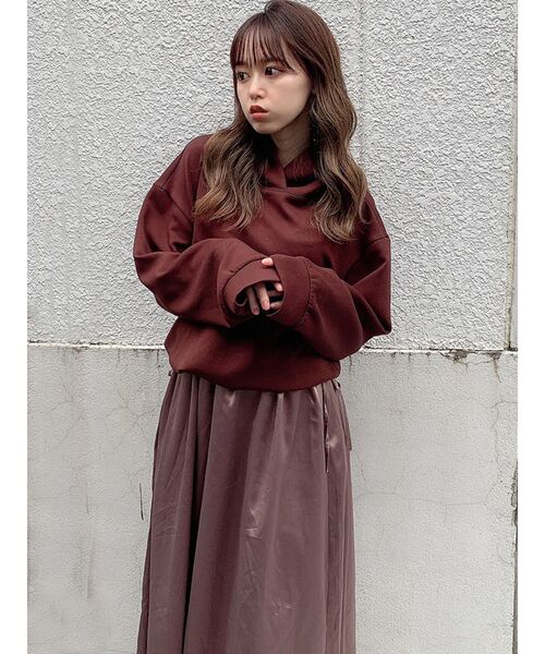 dazzlin（ダズリン）の「サテンコンビパーカーワンピース（ワンピース・レディース・ブラック/ブラウン/ベージュ・FREE）」の10枚目の写真