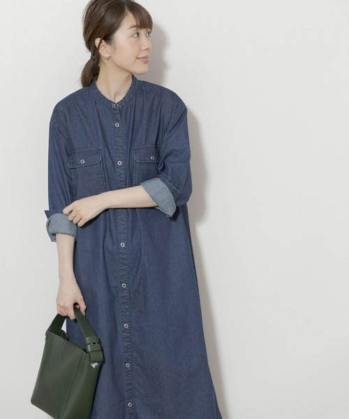 URBAN RESEARCH Sonny Label（アーバンリサーチサニーレーベル）の「デニムノーカラーシャツワンピース（ワンピース・レディース・ブルー/インディゴブルー・FREE）」の12枚目の写真