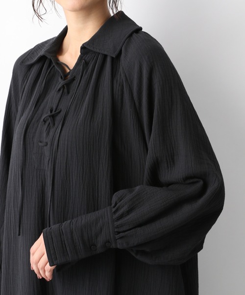 e/rm（イーアールエム）の「【e/rm】ダブルガーゼマキシワンピース 236472（ワンピース・レディース・オフホワイト/ブラック・FREE）」の4枚目の写真