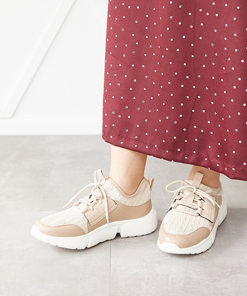 JELLY BEANS（ジェリービーンズ）の「ケーブルニットスニーカー(215-40038)JELLY BEANS(ジェリービーンズ)（スニーカー・レディース・ブラック/ブラウン/アイボリー・S/M/L）」の2枚目の写真