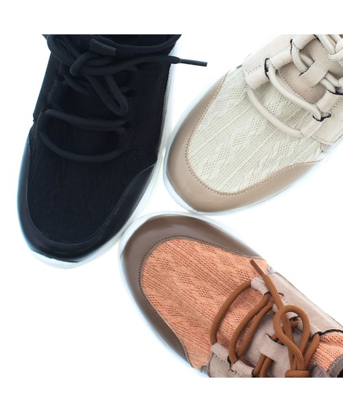 JELLY BEANS（ジェリービーンズ）の「ケーブルニットスニーカー(215-40038)JELLY BEANS(ジェリービーンズ)（スニーカー・レディース・ブラック/ブラウン/アイボリー・S/M/L）」の13枚目の写真
