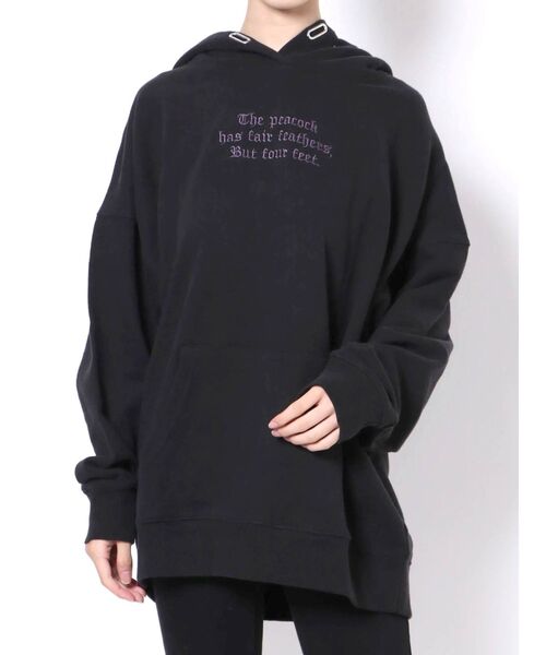 EVRIS（エヴリス）の「レタリングオーバーサイズスウェットフーディ（パーカー・レディース・アイボリー/ブラック/ブルー・FREE）」の2枚目の写真