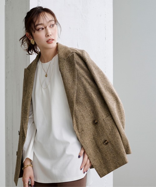 ユナイテッドアローズ　グレンチェック　ダブルジャケット UNITED ARROWS green label relaxing｜<EMMEL REFINES>EM グレン